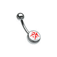 Titanium Picturebell Five Pointed Star Red/White : 1.6mm (14ga) x 12mm