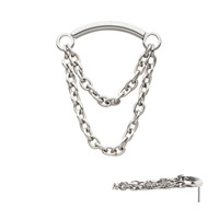 Titanium Threadless 2-Tier Dangle Chain Curved Bar Top