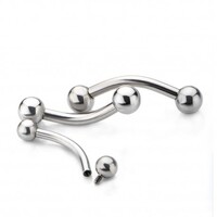 Zenith Internally Threaded Titanium Curved Barbell : 16g x 1/4" (6.35mm) with 3mm balls