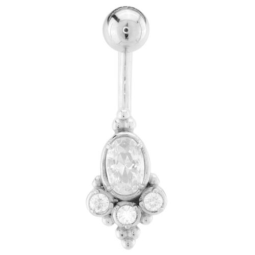 Steel Jewelled Bead Cluster Navel