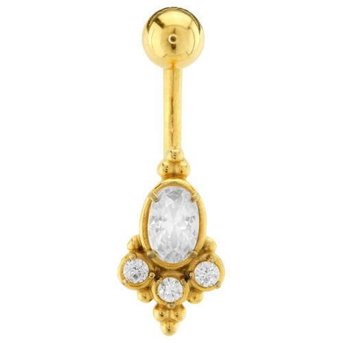 Bright Gold PVD Jewelled Bead Cluster Navel