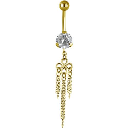 Bright Gold PVD Jewelled Hanging Shamrock Chains