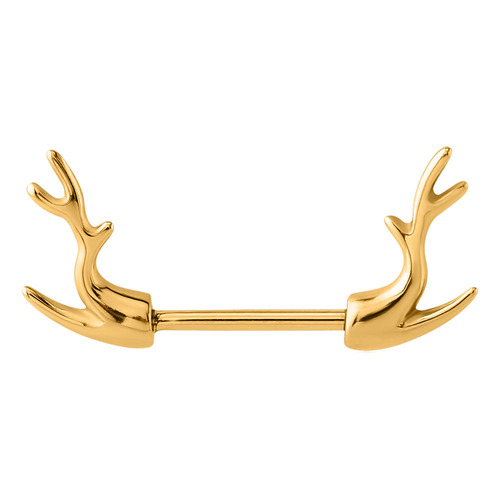 Bright Gold Deer Horn Nipple Barbell