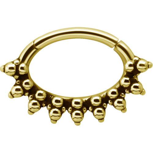 Bright Gold Daith Clicker Tribal Beaded