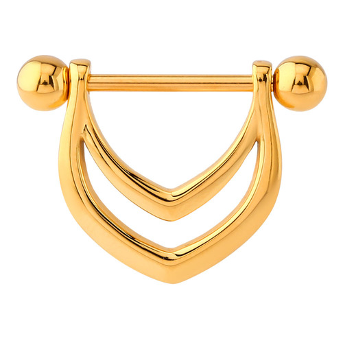 Bright Gold V Nipple Shield Barbell