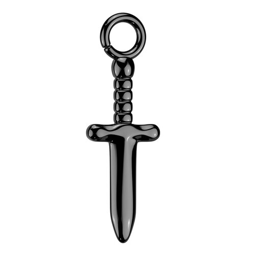 Implant Grade Titanium Dagger Dangle - Black