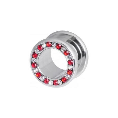 Steel Basicline® Clear & Red Channel Set Jewelled Tunnel