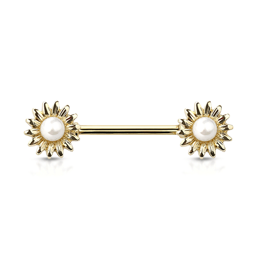 Pearl Sunflower Gold Plated Decorative Fashion Nipple Barbell