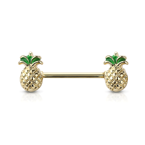 Pineapple Gold Plated Decorative Fashion Nipple Barbell