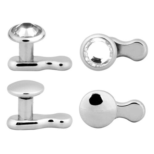 Titanium Highline® Solid Base Dermal Anchor with Disc : 1.6mm (14ga) x 2.3mm x 4mm Disc x Clear Crystal