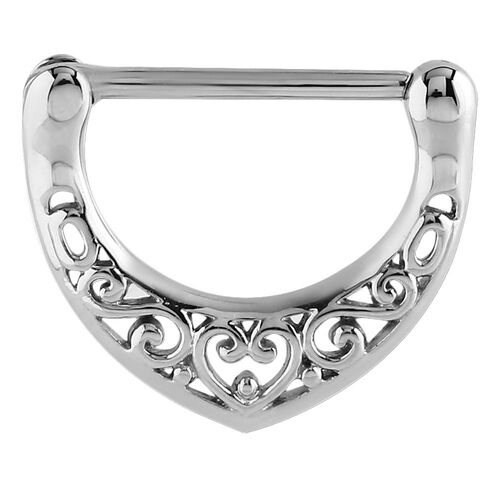 Steel Filigree Heart Nipple Clicker