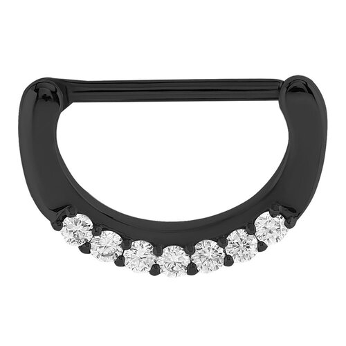 Black Steel Prong Set Jewelled Nipple Clicker