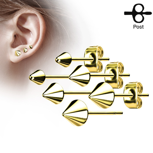  Pair of Cone Spike Stainless Steel Earring Studs