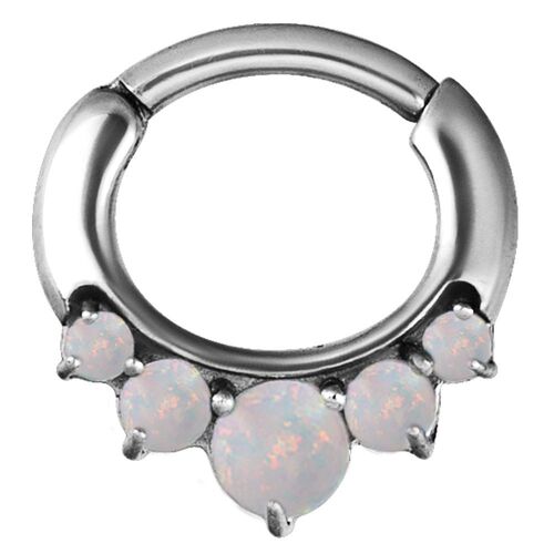 Steel Prong Set Opal Hinged Segment Clicker