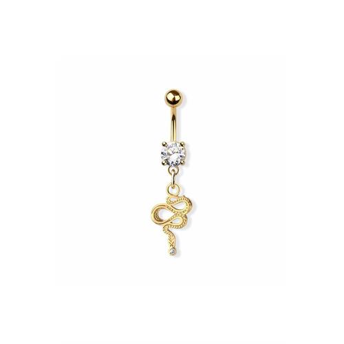 Snake dangle 316l surgical steel navel belly ring - gold