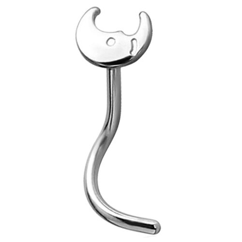 Steel Moon Nose Stud : 0.8mm (20ga) x Pony Tail