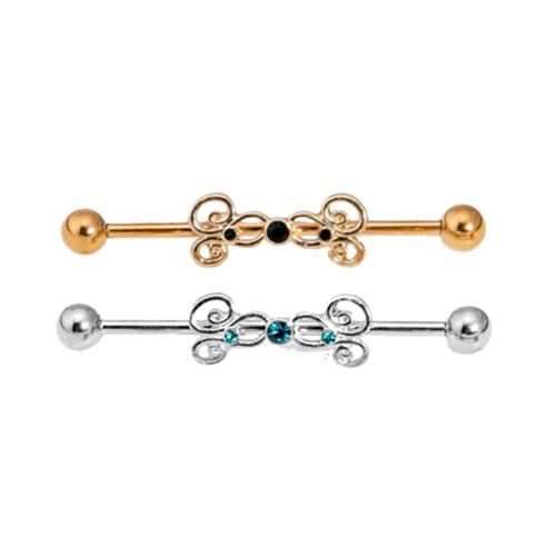 Jewelled Swirl Industrial Barbell