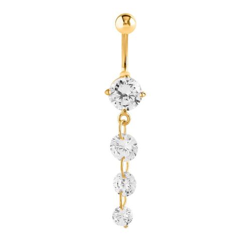 Bright Gold PVD Jewelled Cascade Navel