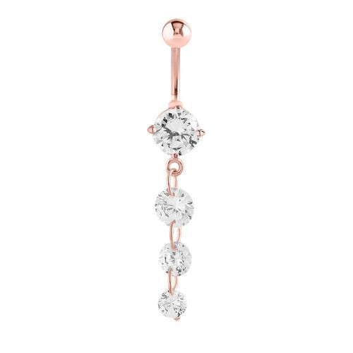 Rose Gold PVD Jewelled Cascade Navel