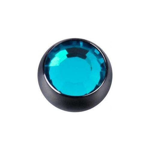 Titanium Blackline® Jewelled Threaded Balls : 1.6mm (14ga) x 4mm x Blue Zircon