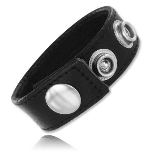 Slim Adjustable Black Leather Cock Ring