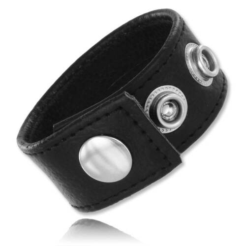 Wide Adjustable Black Leather Cock Ring