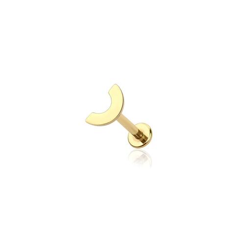 Gold plated curved bar top internally threaded 316l surgical steel labret/monroe/cartilage studs