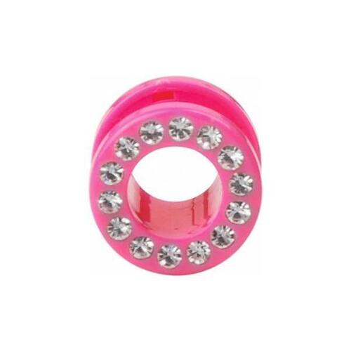 Pink Acrylic Jewelled Flesh Tunnel