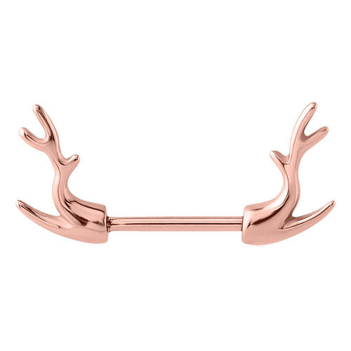 Rose Gold Deer Horn Nipple Barbell