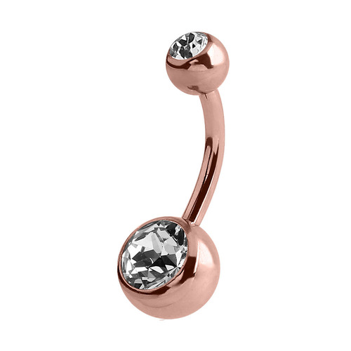 PVD Rose Gold Double Jewelled Navel Banana