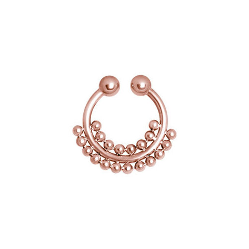 PVD Rose Gold Fake Septum Ring with Double Ball Chain