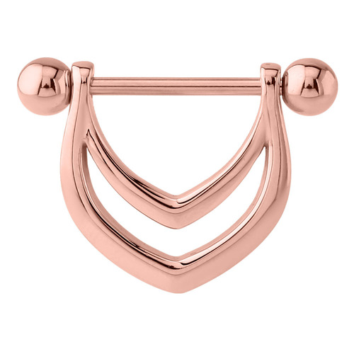 Rose Gold V Nipple Shield Barbell