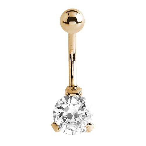 Bright Gold Single Round Prong Set Navel