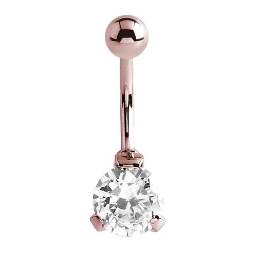 Rose Gold Single Round Prong Set Navel