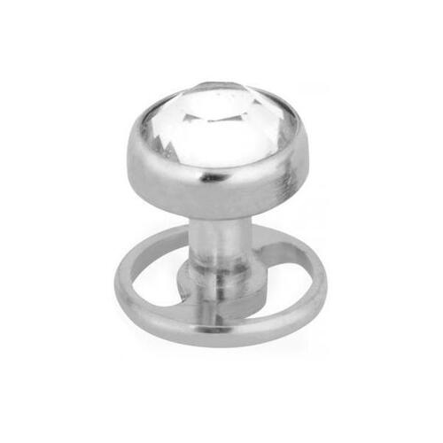 Wheel Shape SkinDiver® with Removable Jewelled Disc : 1.0mm (18ga) x 1.5mm x 4mm Disc x Clear Crystal