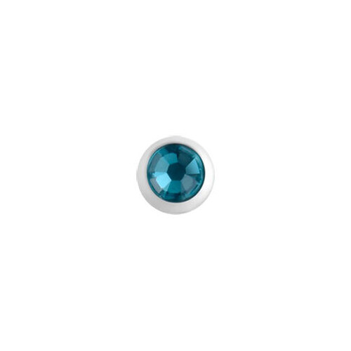Supernova Pure White SWAROVSKI Jewelled Ball : 1.2mm (16ga) x 4mm x Blue Zircon