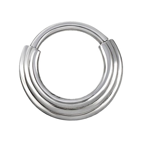 316L Steel Stacked Rings Hinged Clicker : 1.2mm (16ga) x 8mm