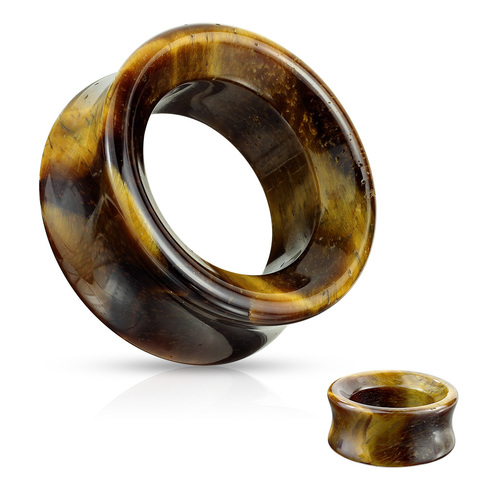 Tiger Eye Stone Double Flared Saddle Tunnel - 6mm