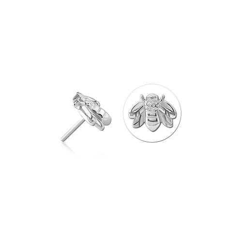 Surgical surgical steel jewelled threadless honey bee attachment.