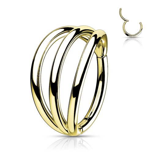 Titanium Hinged Segment Triple Hoop Ring - Gold PVD