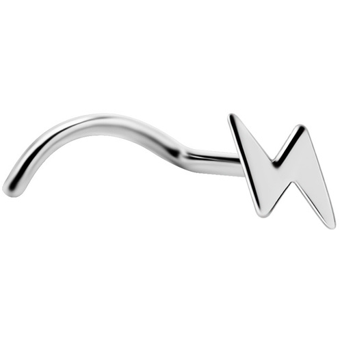 Titanium Angled Lightening Flash Nose Stud