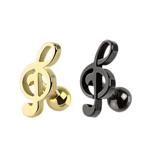 Treble Clef Barbell : 1.2mm (16ga) x 6mm x Gold