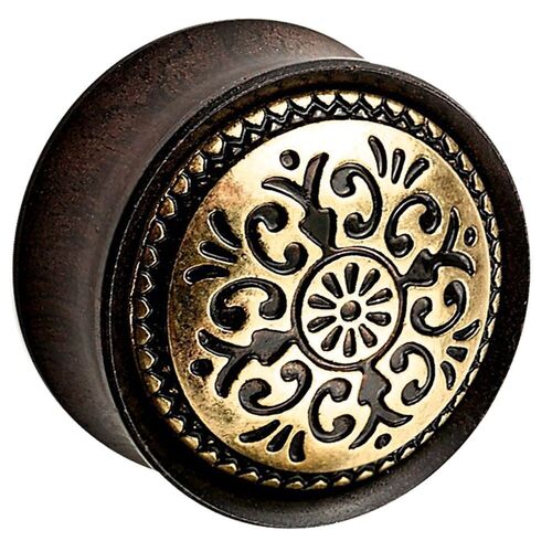 Ebony Wood Plug with Brass Antique Pattern