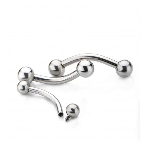 Zenith Internally Threaded Titanium Curved Barbell : 16g x 1/4" (6.35mm) with 3mm balls