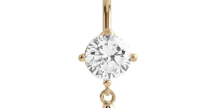 14k Yellow Gold Prong Set Teardrop Navel