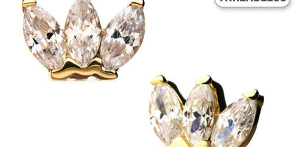 Invictus Threadless 14ct Yellow Gold Triple Marquise Cluster