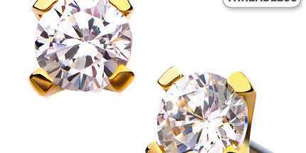 Invictus Threadless 14ct Yellow Gold Prong Set Gem 4mm