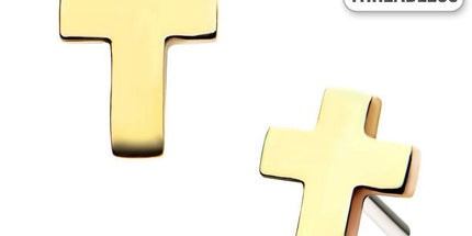 Invictus Threadless 14ct Yellow Gold Cross Attachment