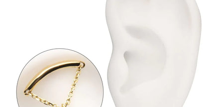 Invictus 14Kt Yellow Gold Threadless Curved Bar Top with 4-Prong Lab-Grown Diamond Dangle