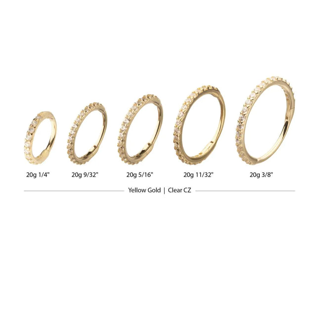 Invictus 20g 14Kt Gold Prong Set 1mm Eternity Round Gem Side Facing Hinged Segment Clicker